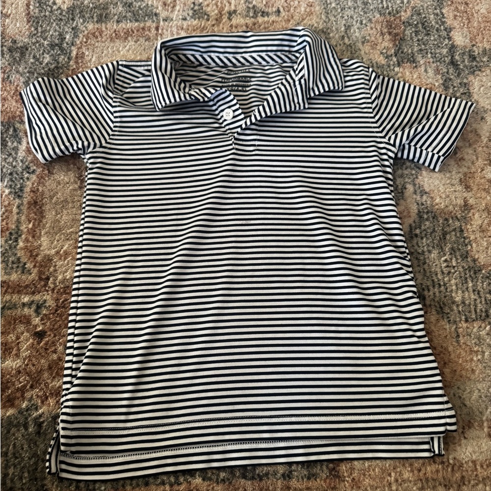 Crewcuts Striped Navy and White Kids Polo Shirt